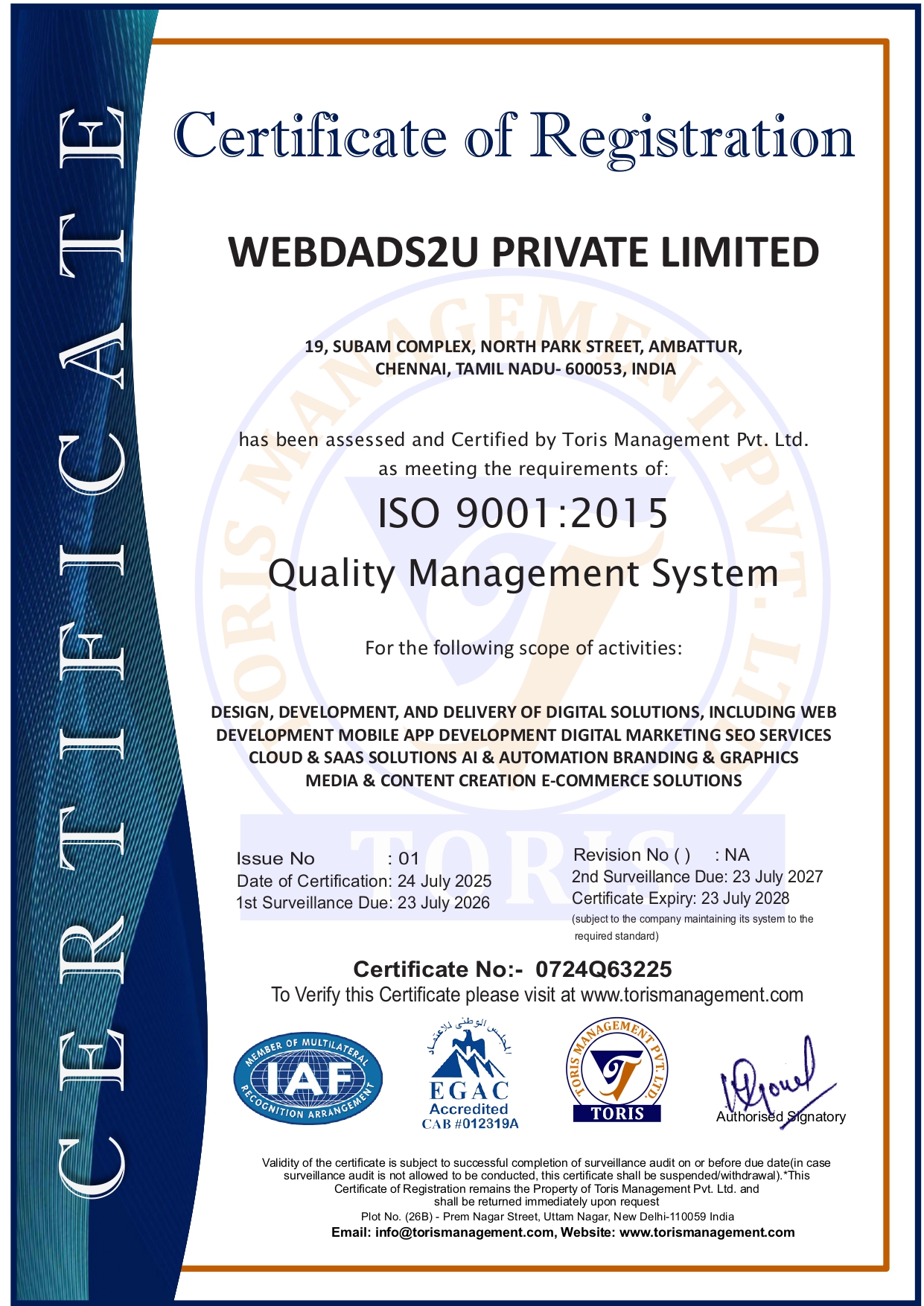 ISO 9001:2015 Certificate